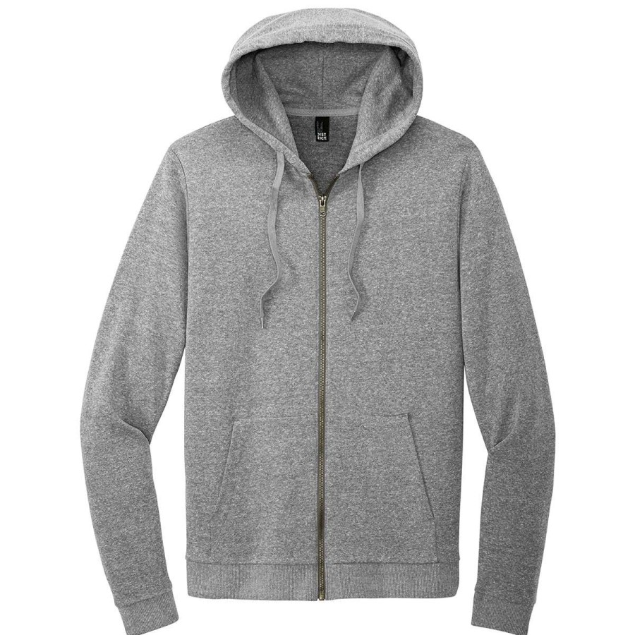 * District Men'S Grey Frost Perfect Tri Fleece Full-Zip Hoodie | Full Zips