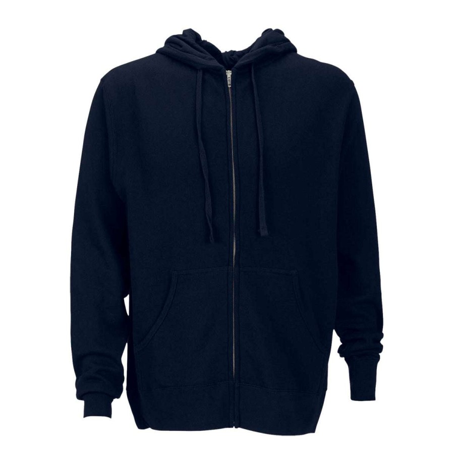 * Vantage Men'S Deep Navy Premium Lightweight Fleece Full-Zip Hoodie | Sweatshirts