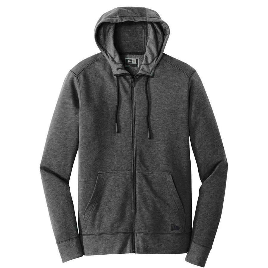 * New Era Men'S Black Heather Tri-Blend Fleece Full Zip Hoodie | Full Zips