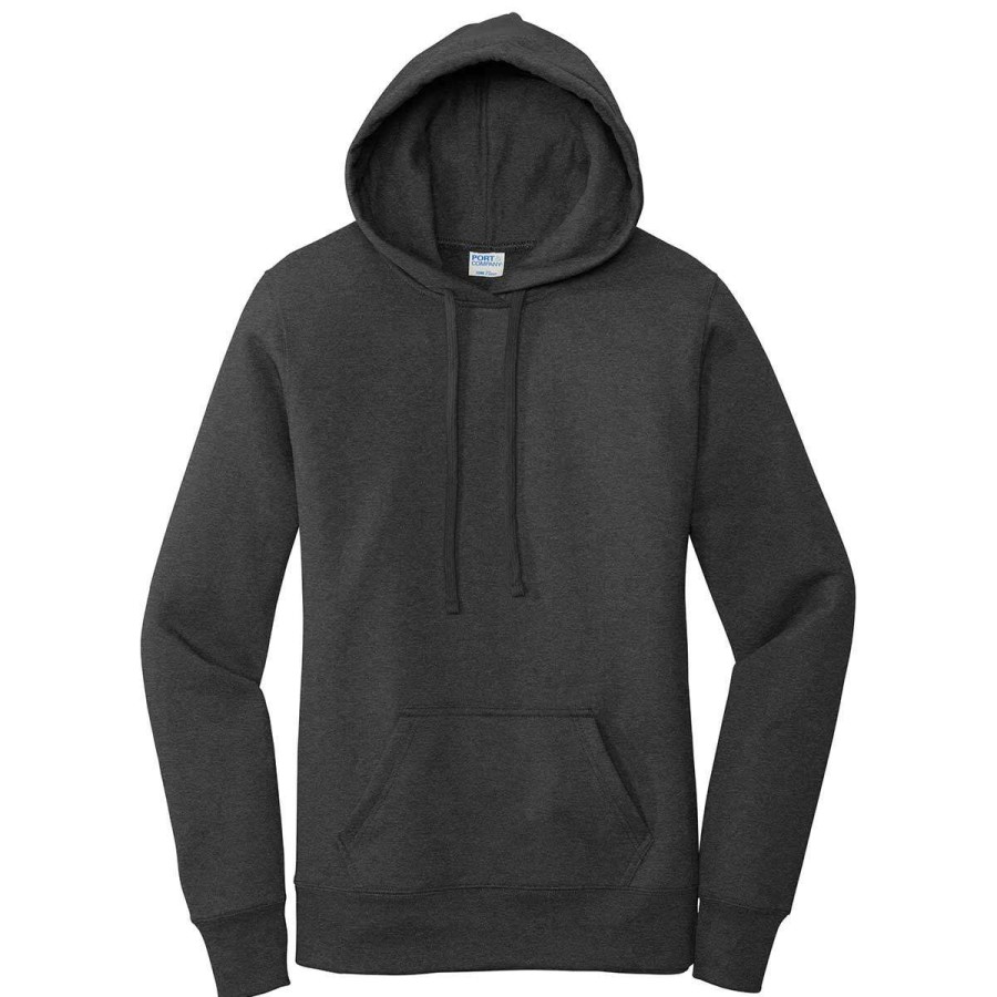 * Port & Company Women'S Dark Grey Heather Core Fleece Pullover Hoodie | Sweatshirts