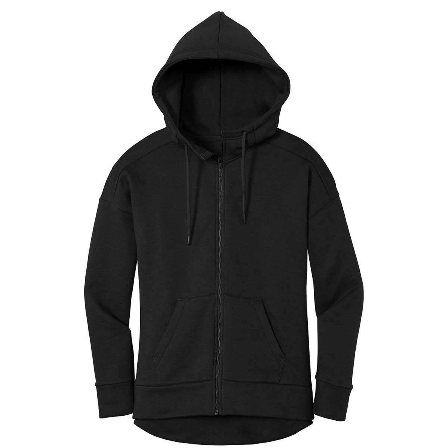 * District Women'S Jet Black Perfect Weight Fleece Full-Zip Hoodie | Full Zips