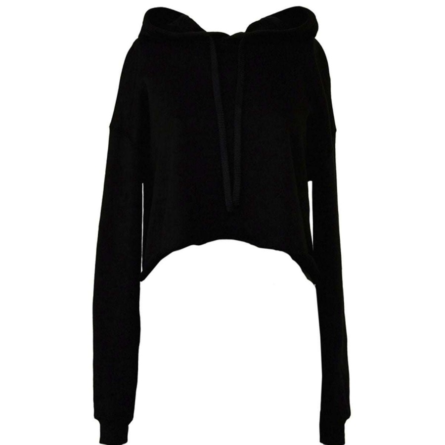 * Bella + Canvas Women'S Black Cropped Fleece Hoodie | Sweatshirts