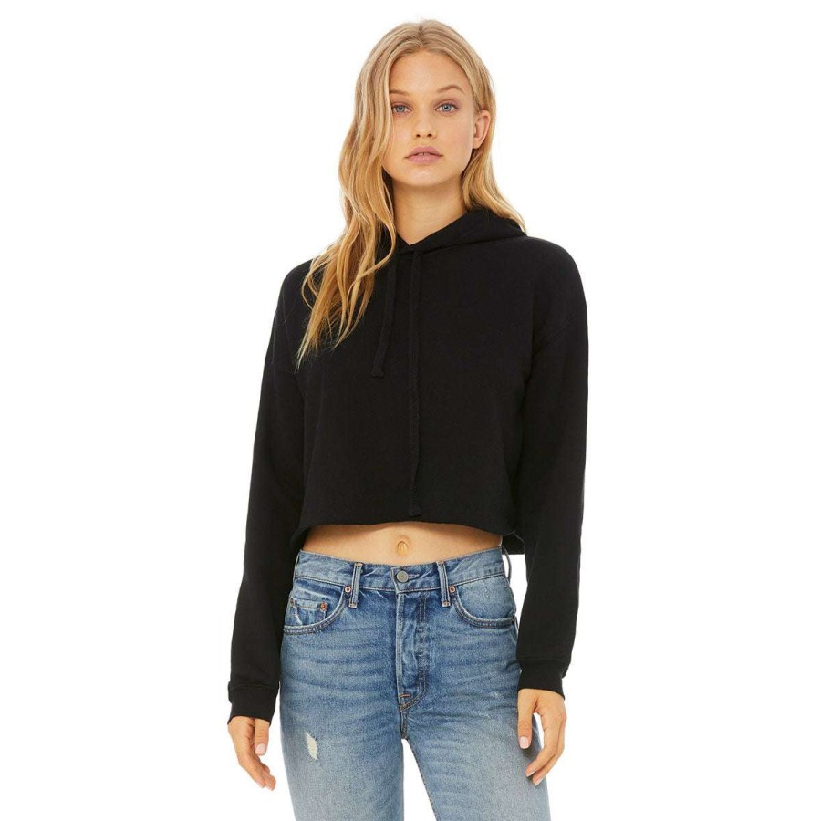 * Bella + Canvas Women'S Black Cropped Fleece Hoodie | Sweatshirts