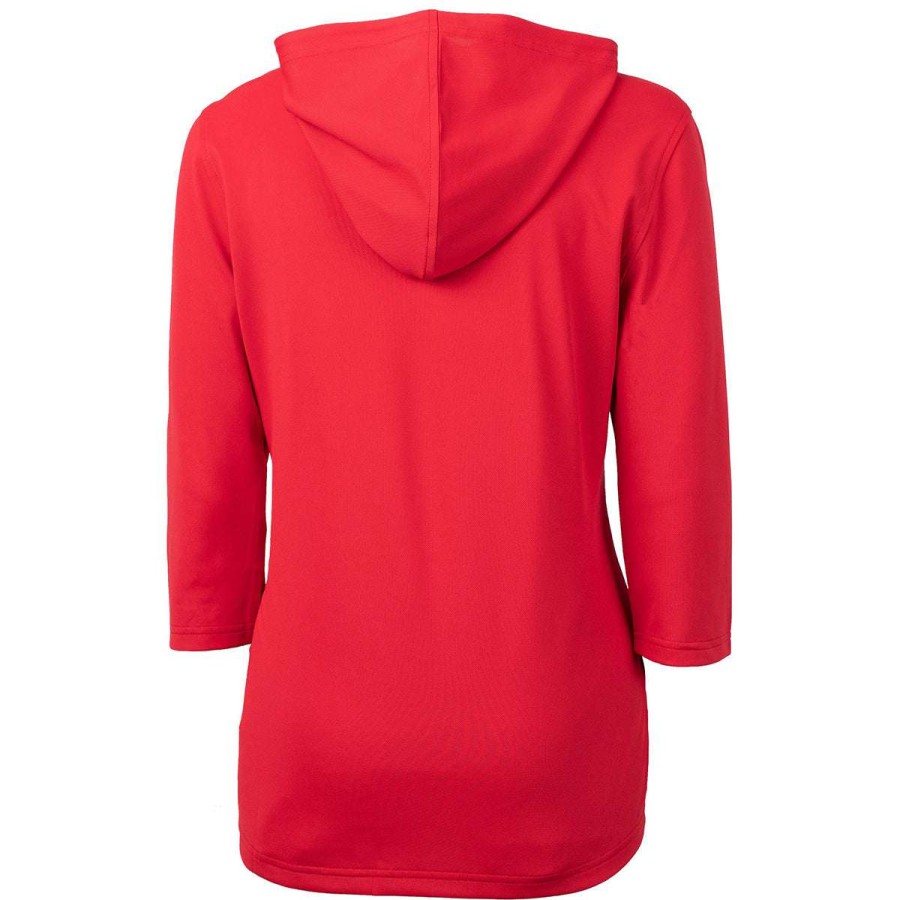 * Cutter & Buck Women'S Red Virtue Eco Pique Recycled Half Zip Pullover Hoodie | Quarter Zips