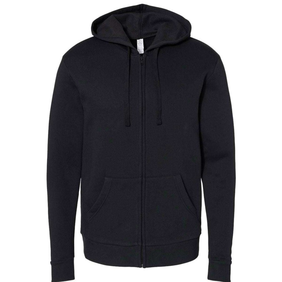 * Alternative Apparel Men'S Black Eco-Cozy Fleece Zip Hoodie | Full Zips