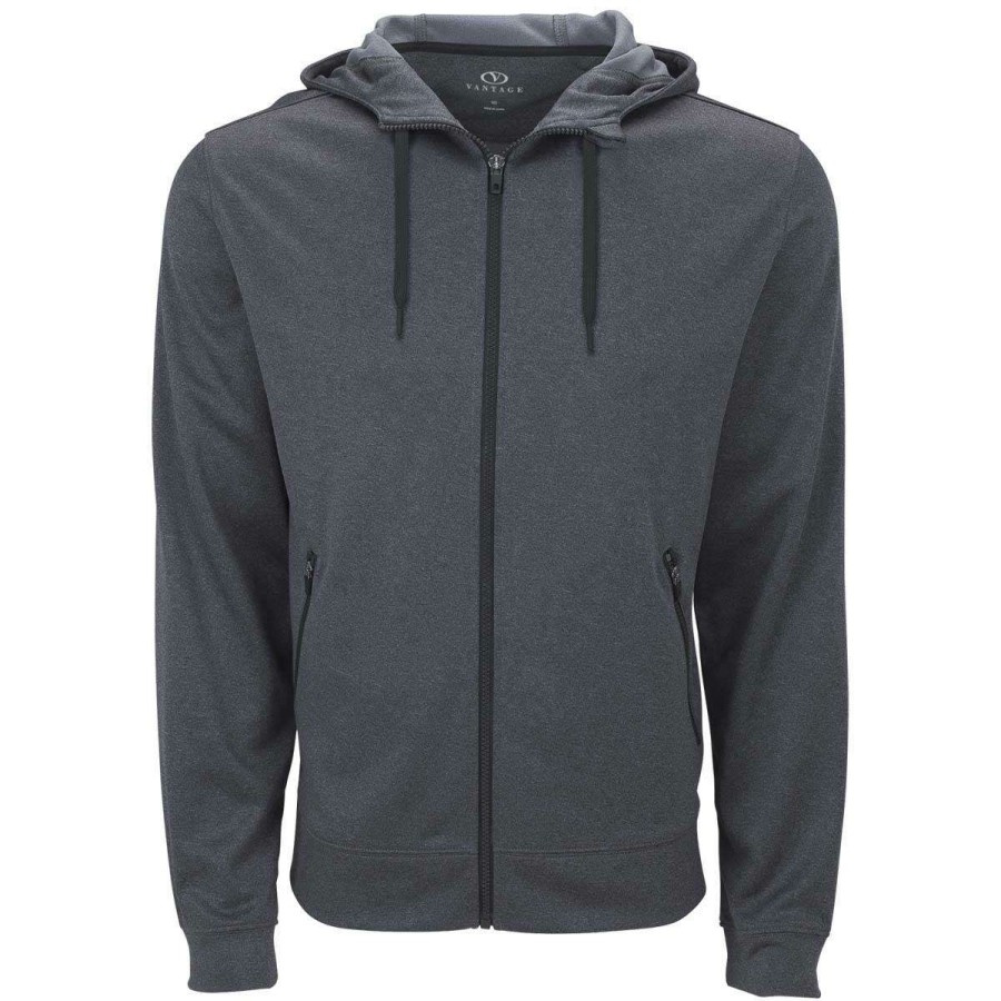 * Vantage Men'S Dark Grey Street Hoodie | Full Zips