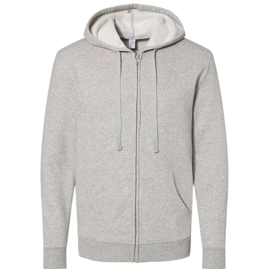 * Alternative Apparel Men'S Heather Grey Eco-Cozy Fleece Zip Hoodie | Full Zips