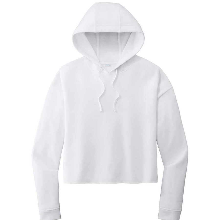 * Sport-Tek Women'S White Triad Solid Posicharge Tri-Blend Wicking Fleece Crop Hoodie | Sweatshirts