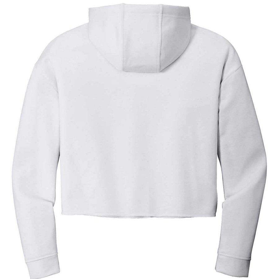 * Sport-Tek Women'S White Triad Solid Posicharge Tri-Blend Wicking Fleece Crop Hoodie | Sweatshirts