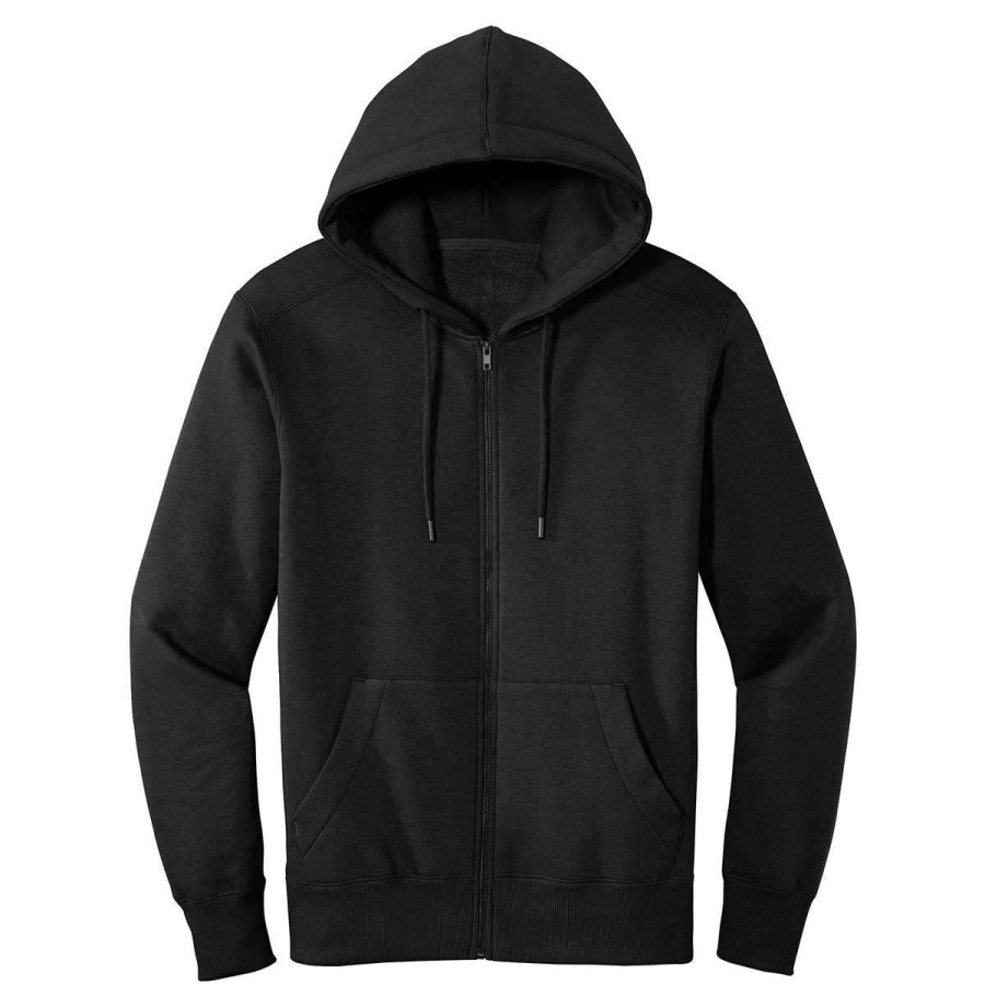 * District Men'S Jet Black Perfect Weight Fleece Full-Zip Hoodie | Full Zips