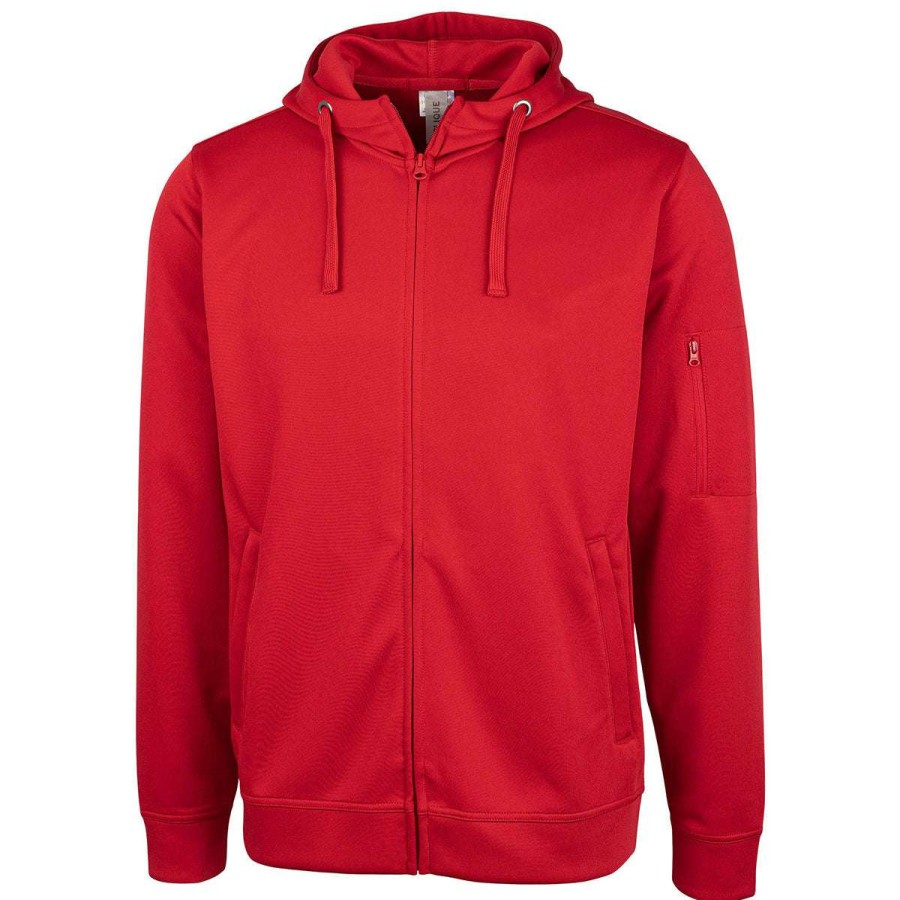 * Clique Men'S Red Lift Performance Full Zip Hoodie | Full Zips