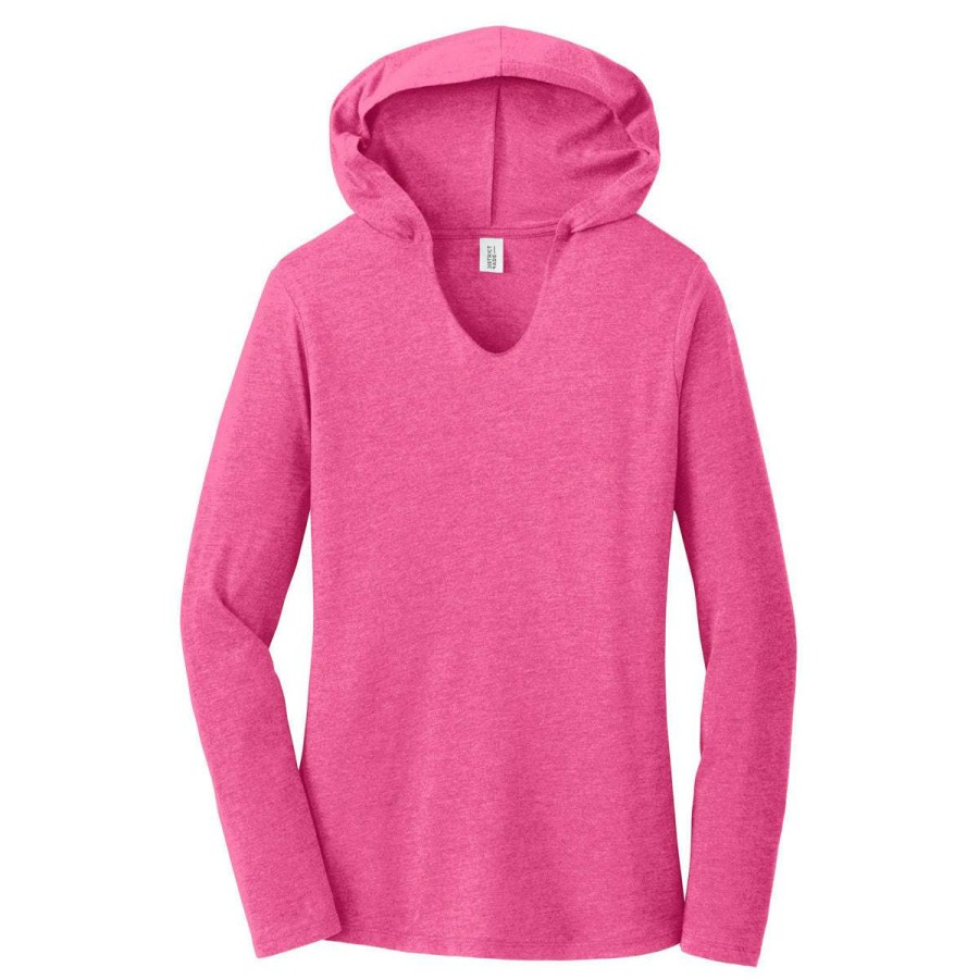 * District Women'S Fuchsia Frost Perfect Tri Long Sleeve Hoodie | Cotton