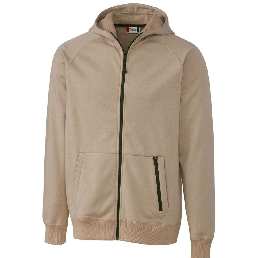 * Clique Men'S Light Beige Lund Fleece Zip Hoodie | Full Zips