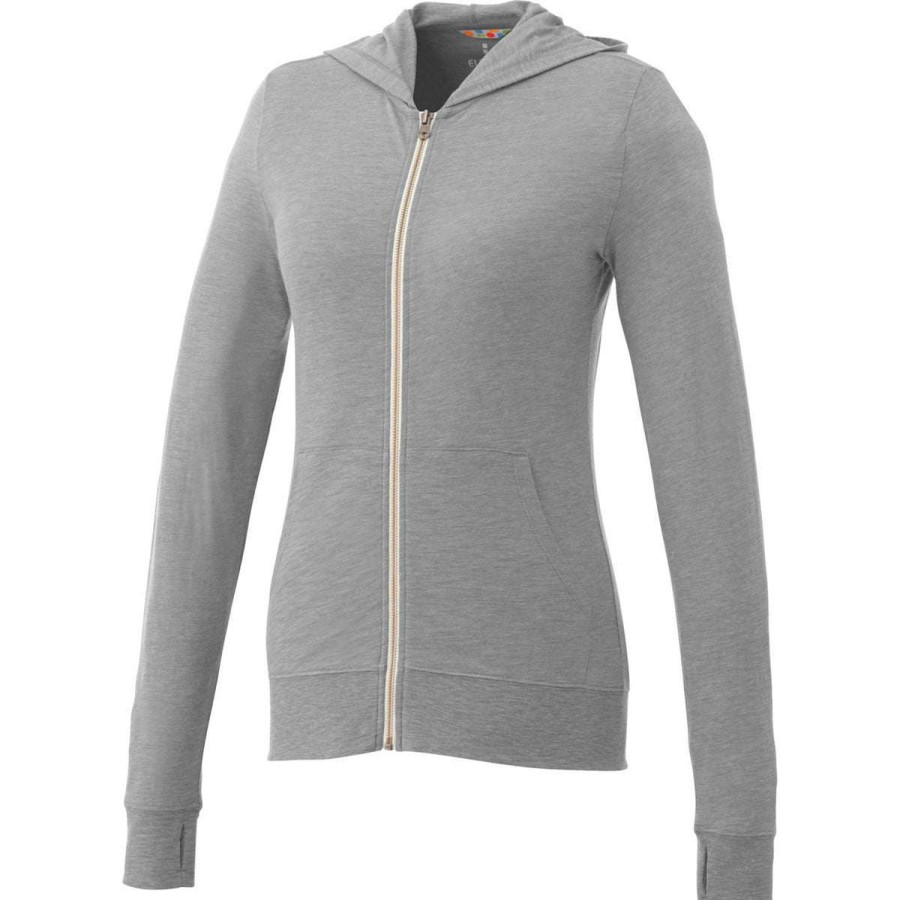 * Elevate Women'S Heather Grey Garner Knit Full Zip Hoodie | Full Zips