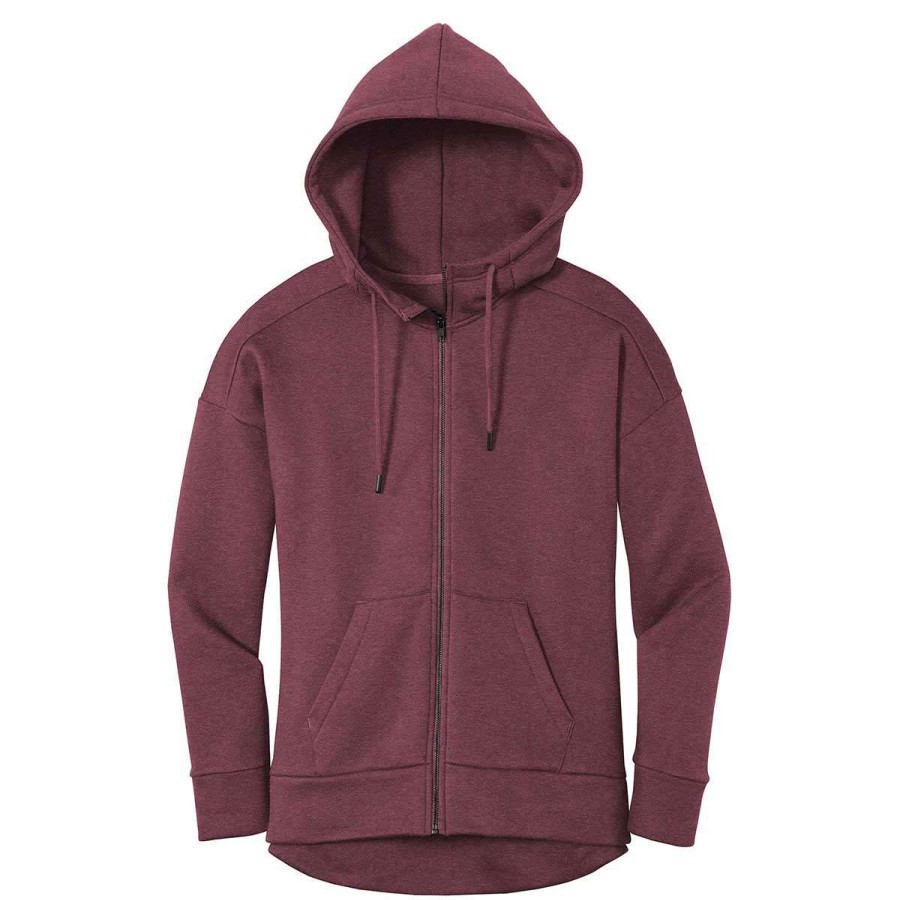 * District Women'S Heathered Loganberry Perfect Weight Fleece Full-Zip Hoodie | Full Zips