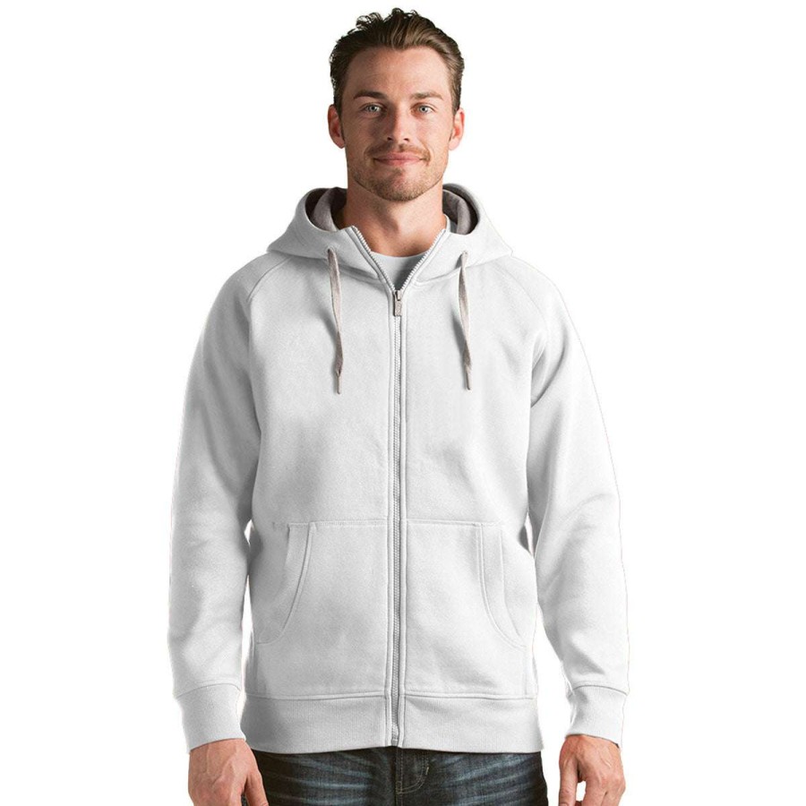 * Antigua Men'S White Victory Full Zip Hoodie | Full Zips