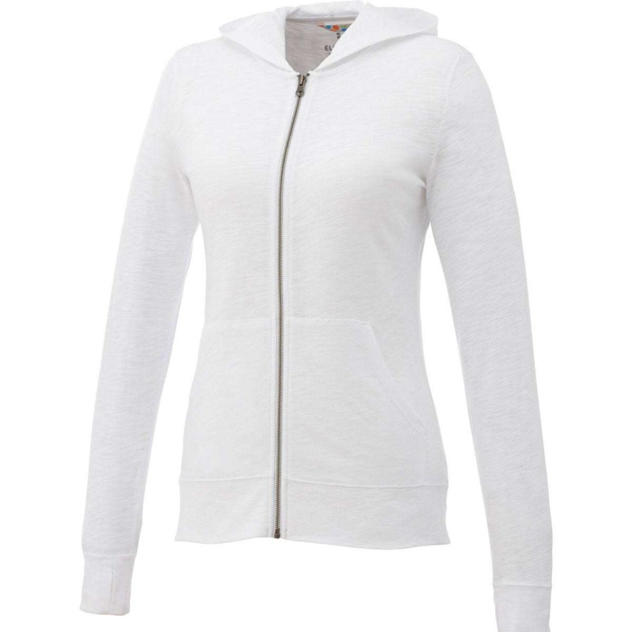 * Elevate Women'S White Garner Knit Full Zip Hoodie | Full Zips