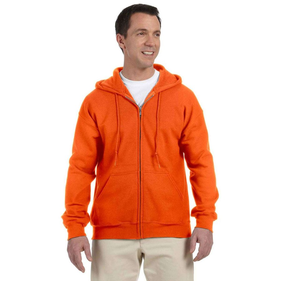 * Gildan Uni Safety Orange Dryblend 9 Oz. 50/50 Full Zip Hoodie | Full Zips