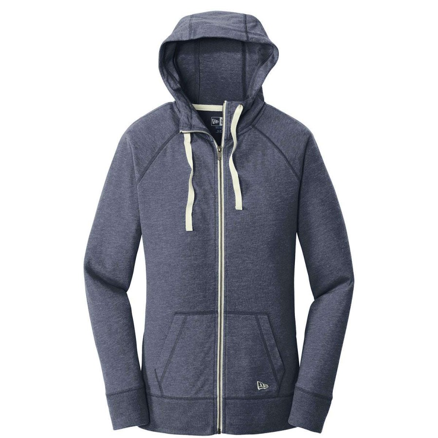 * New Era Women'S True Navy Heather Sueded Cotton Full Zip Hoodie | Full Zips