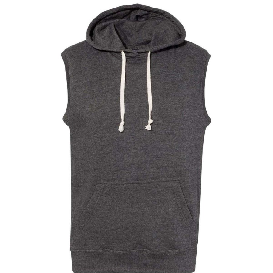 * J. America Men'S Black Triblend Triblend Sleeveless Hoodie | Sweatshirts