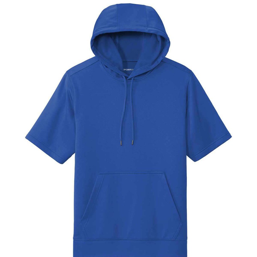 * Sport-Tek Men'S True Royal Sport-Wick Fleece Short Sleeve Pullover Hoodie | Sweatshirts