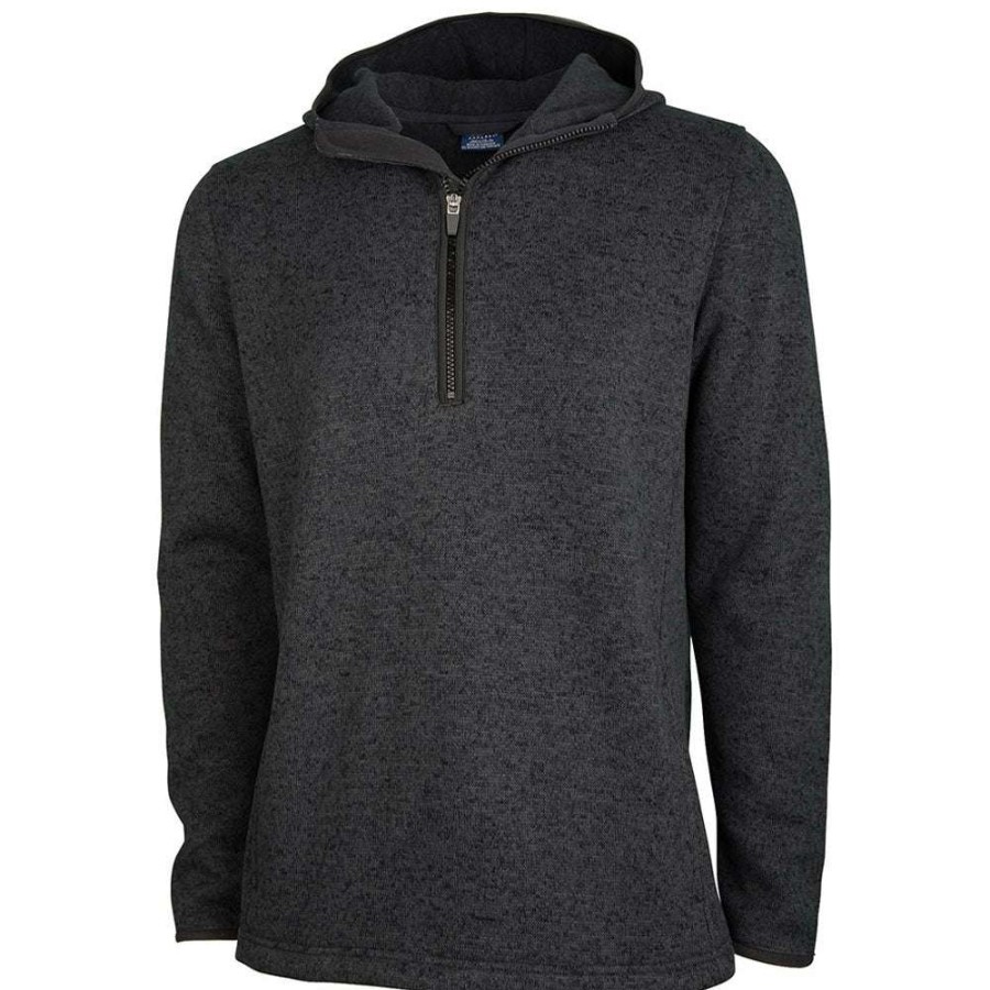 * Charles River Men'S Charcoal Heathered Fleece Quarter Zip Hoodie | Quarter Zips