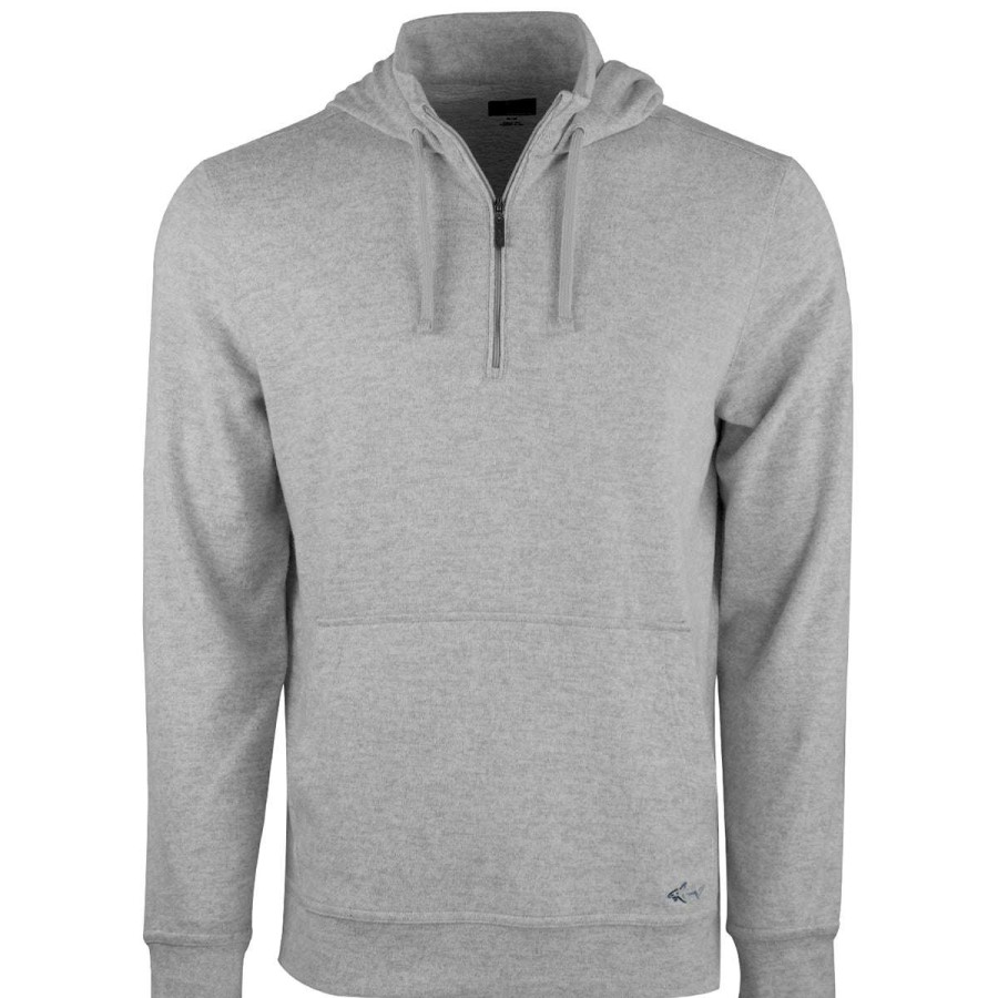 * Vantage Greg Norman Men'S Grey/Heather Lab 1/4 Zip Hoodie | Quarter Zips