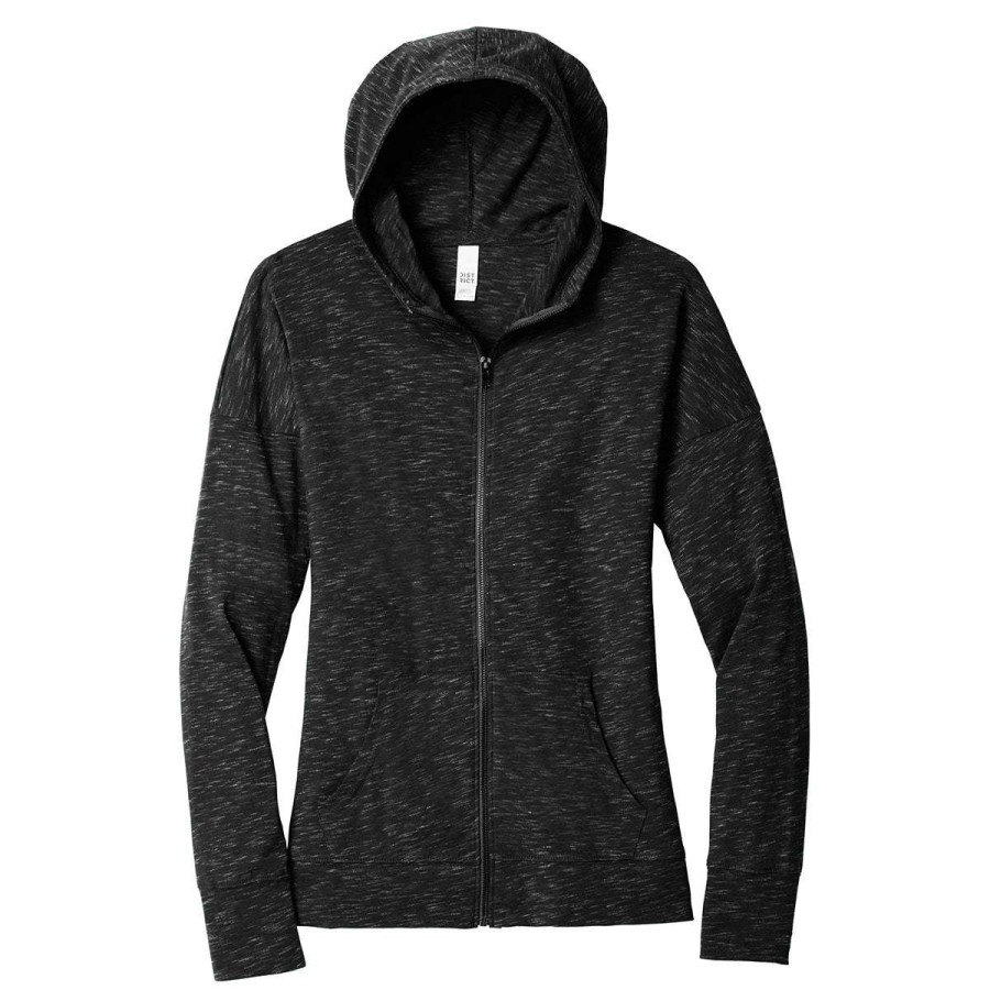 * District Women'S Black Medal Full-Zip Hoodie | Full Zips