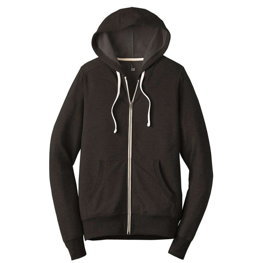 * District Men'S Black Perfect Tri French Terry Full-Zip Hoodie | Full Zips