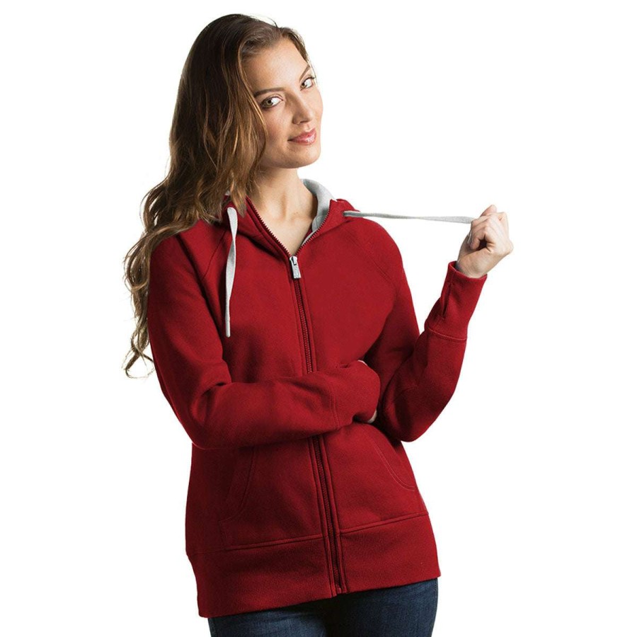 * Antigua Women'S Dark Red Victory Hoodie | Full Zips