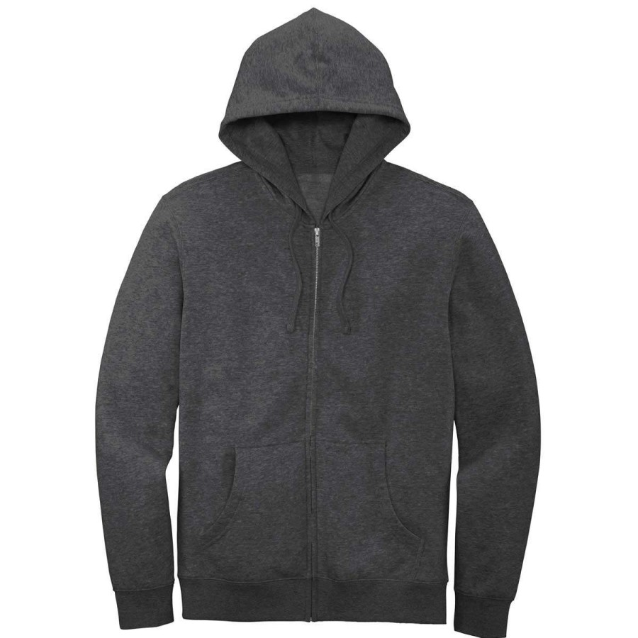 * District Men'S Heathered Charcoal V.I.T. Fleece Full-Zip Hoodie | Full Zips