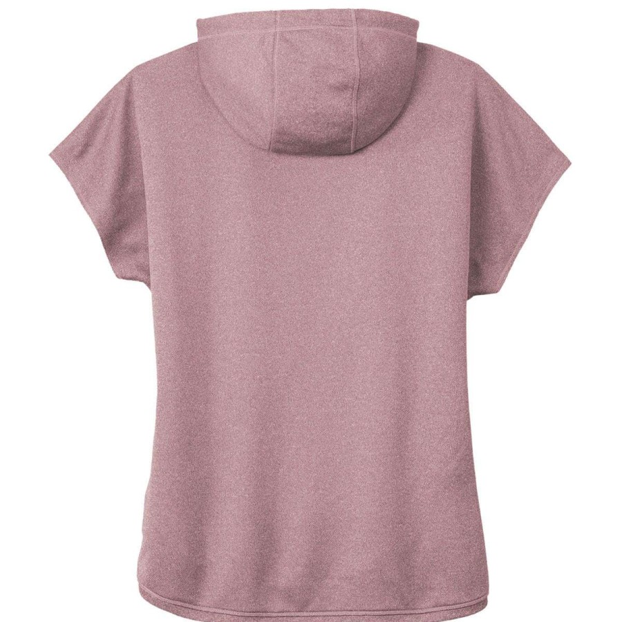 * New Era Women'S Dusty Mauve Heather Performance Terry Short Sleeve Hoodie | Sweatshirts