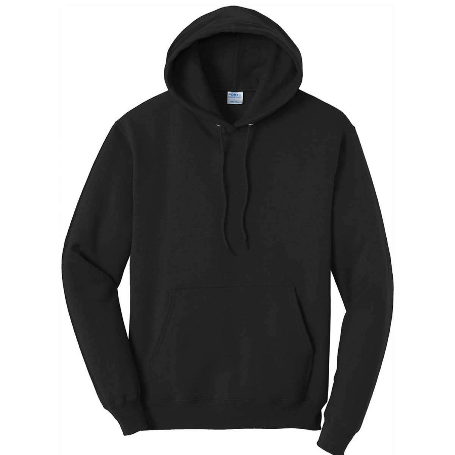 * Port & Company Men'S Jet Black Tall Core Fleece Pullover Hoodie | Sweatshirts