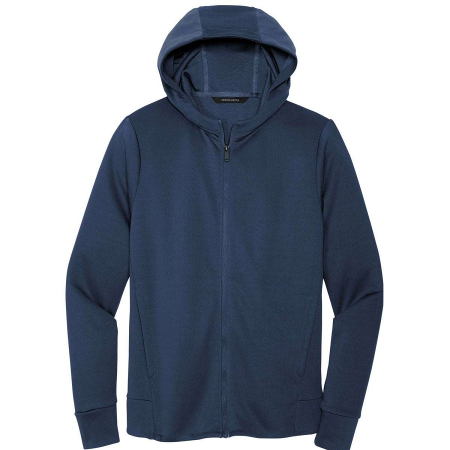 * Mercer+Mettle Men'S Insignia Blue Double-Knit Full Zip Hoodie | Full Zips