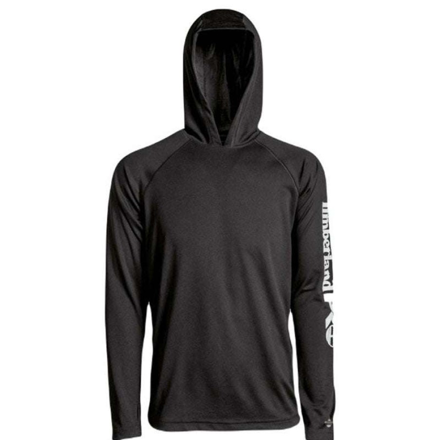 * Timberland Men'S Jet Black Wicking Good Long Sleeve Hoodie | Sweatshirts