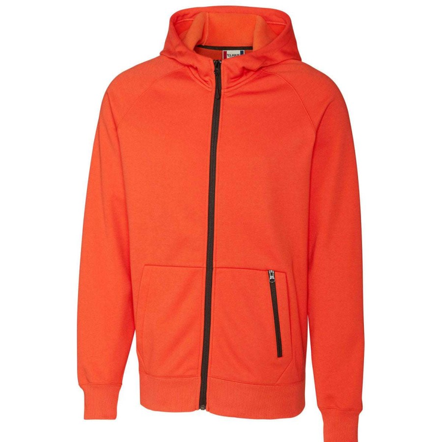 * Clique Men'S College Orange Lund Fleece Zip Hoodie | Full Zips