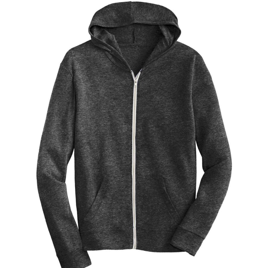 * Alternative Apparel Men'S Heather Black Eco-Jersey Zip Hoodie | Full Zips