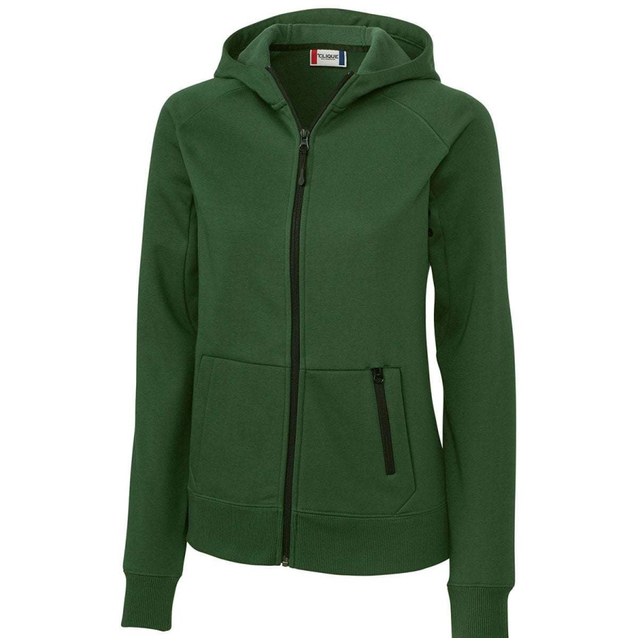 * Clique Women'S Bottle Green Lund Fleece Zip Hoodie | Full Zips