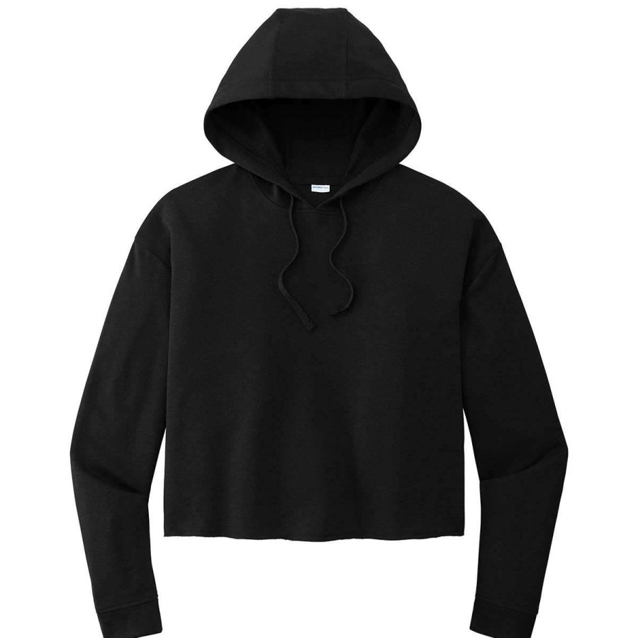 * Sport-Tek Women'S Black Triad Solid Posicharge Tri-Blend Wicking Fleece Crop Hoodie | Sweatshirts