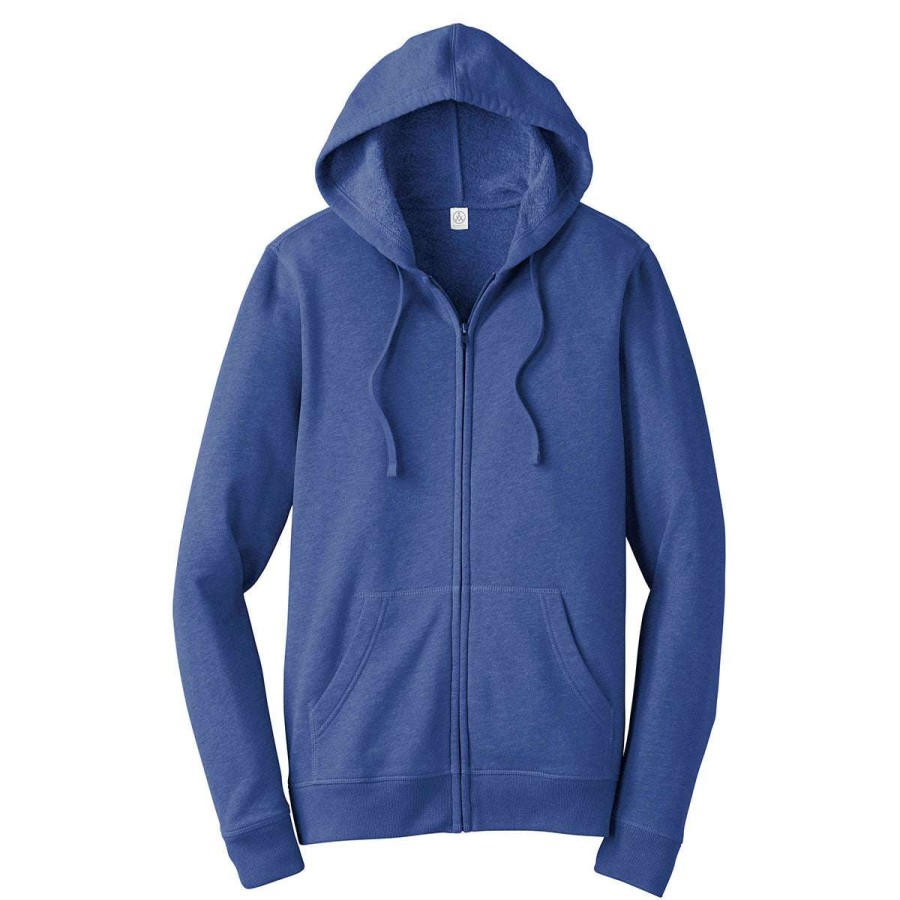 * Alternative Apparel Men'S Heather Rich Royal Indy Blended Fleece Zip Hoodie | Full Zips