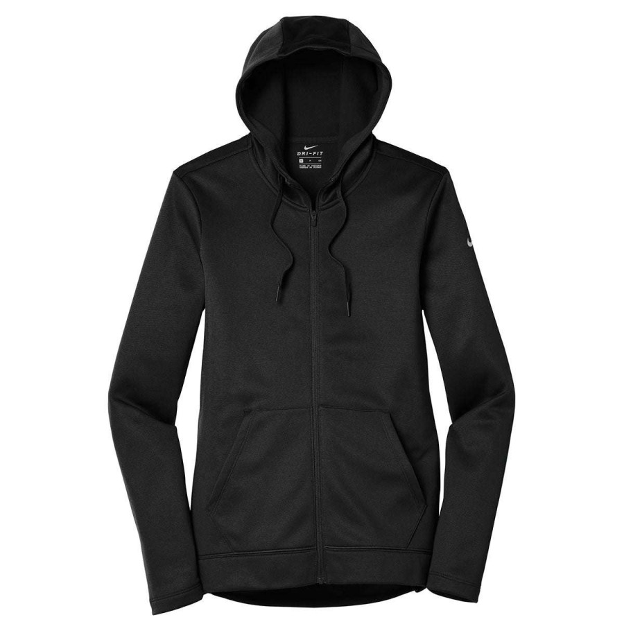 * Nike Women'S Black Therma-Fit Full-Zip Fleece Hoodie | Full Zips