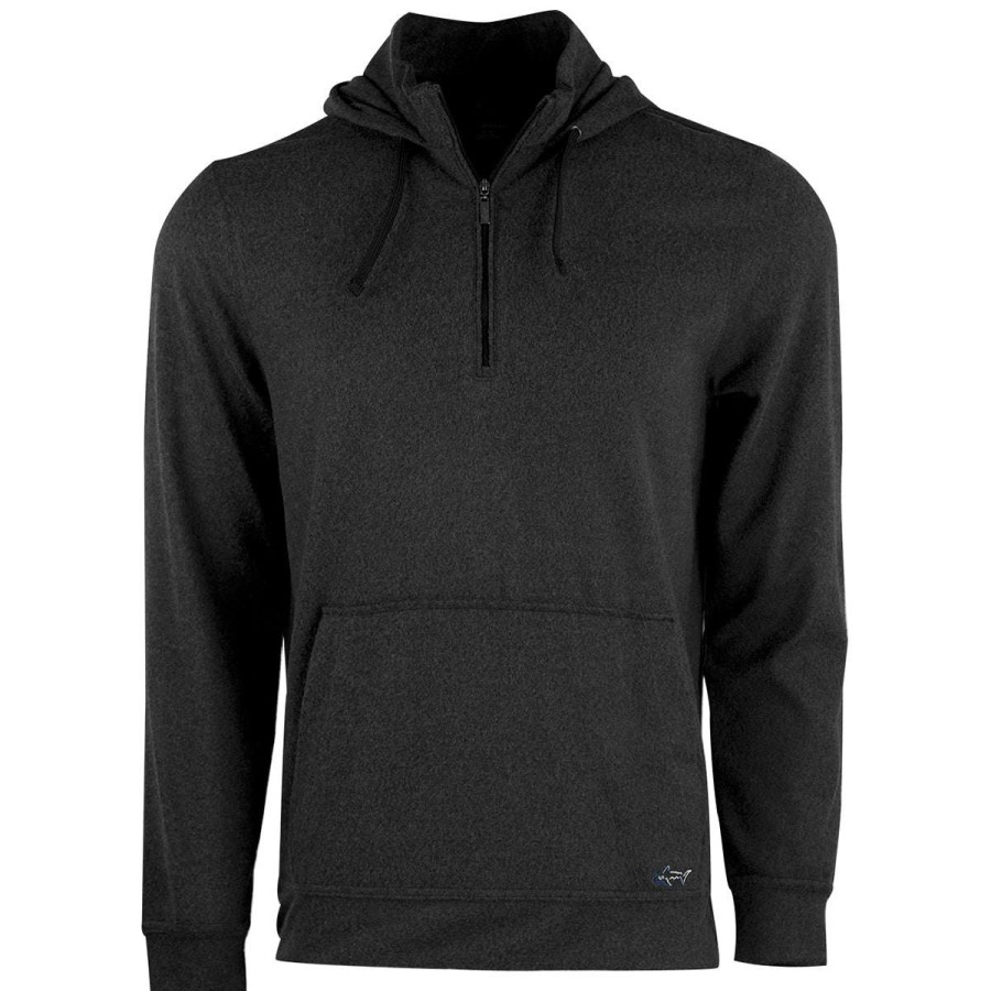 * Vantage Greg Norman Men'S Black/Heather Lab 1/4 Zip Hoodie | Quarter Zips