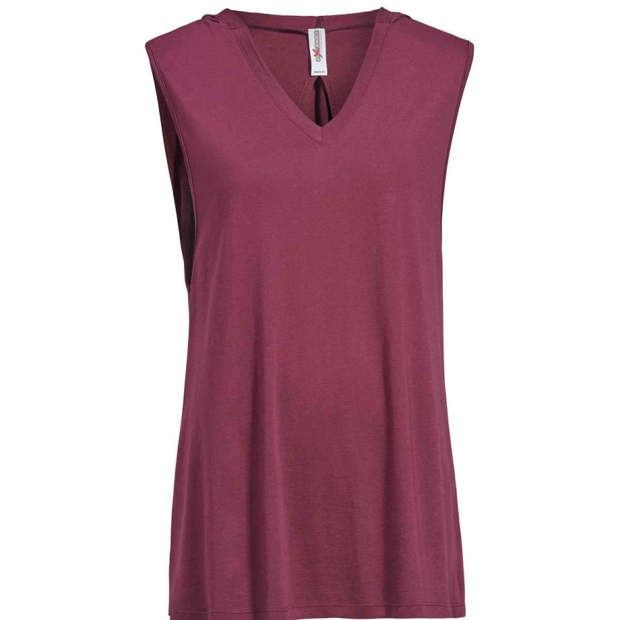 * Expert Women'S Maroon American Moca Sleeveless Hoodie | Cotton