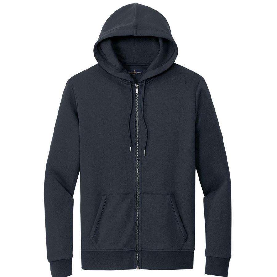 * Brooks Brothers Men'S Night Navy Double-Knit Full Zip Hoodie | Full Zips