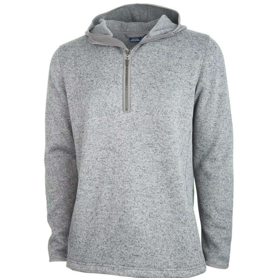 * Charles River Men'S Light Grey Heathered Fleece Quarter Zip Hoodie | Quarter Zips