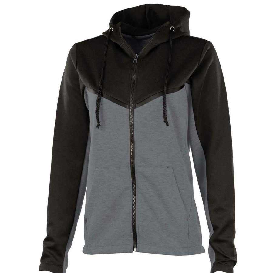 * Charles River Women'S Black/Grey Seaport Full Zip Hoodie | Full Zips