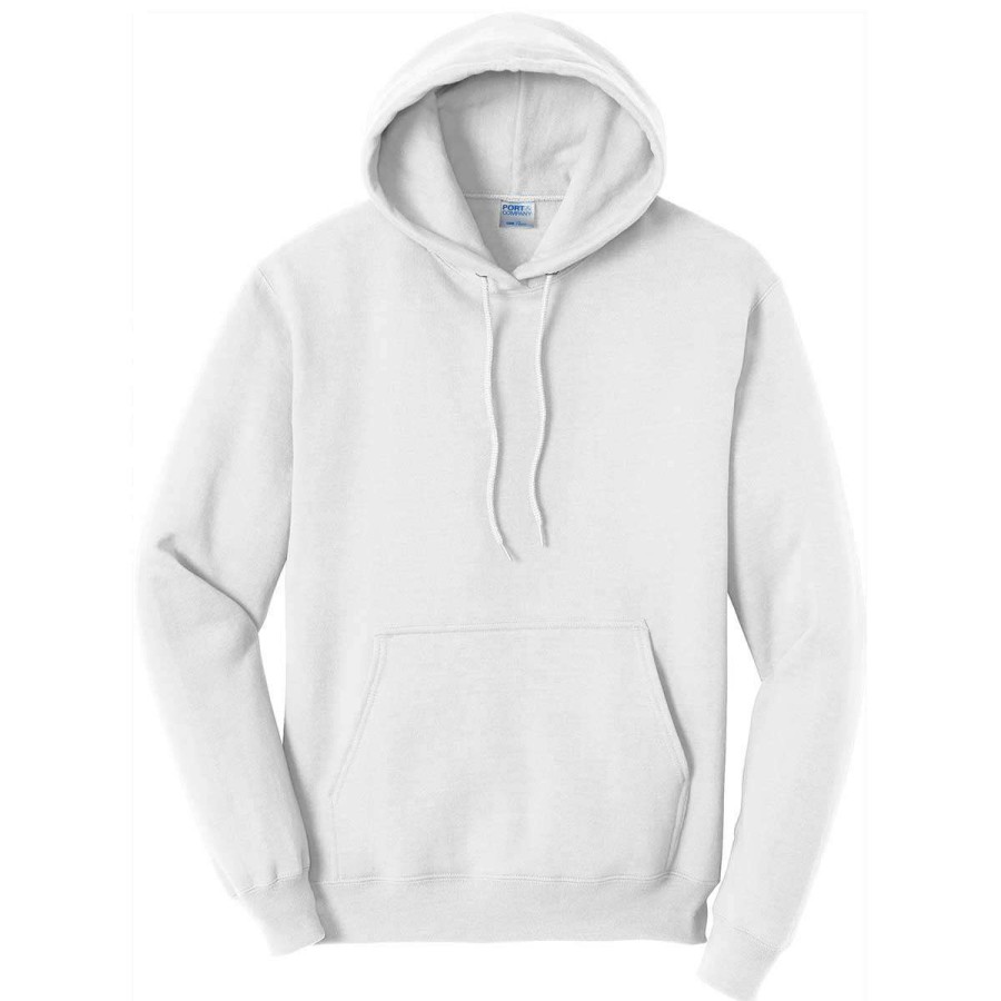 * Port & Company Men'S White Tall Core Fleece Pullover Hoodie | Sweatshirts