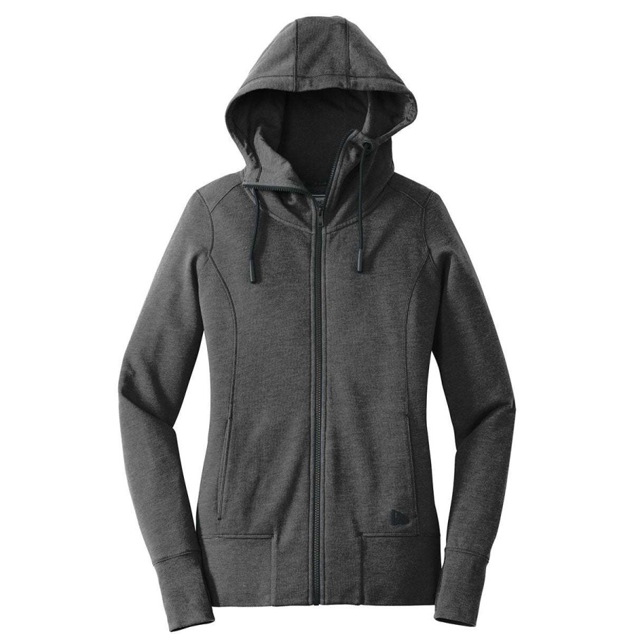 * New Era Women'S Black Heather Tri-Blend Fleece Full Zip Hoodie | Full Zips