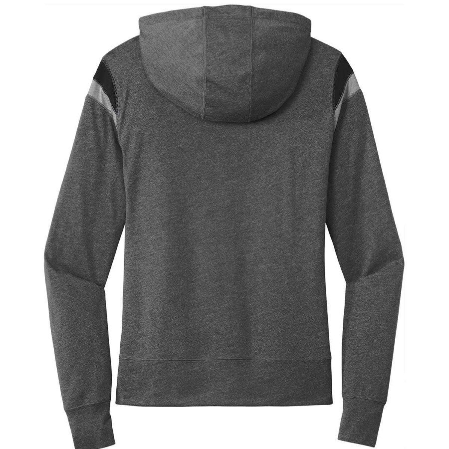 * New Era Women'S Black Heather/Black/Shadow Grey Heather Heritage Blend Varsity Hoodie | Sweatshirts