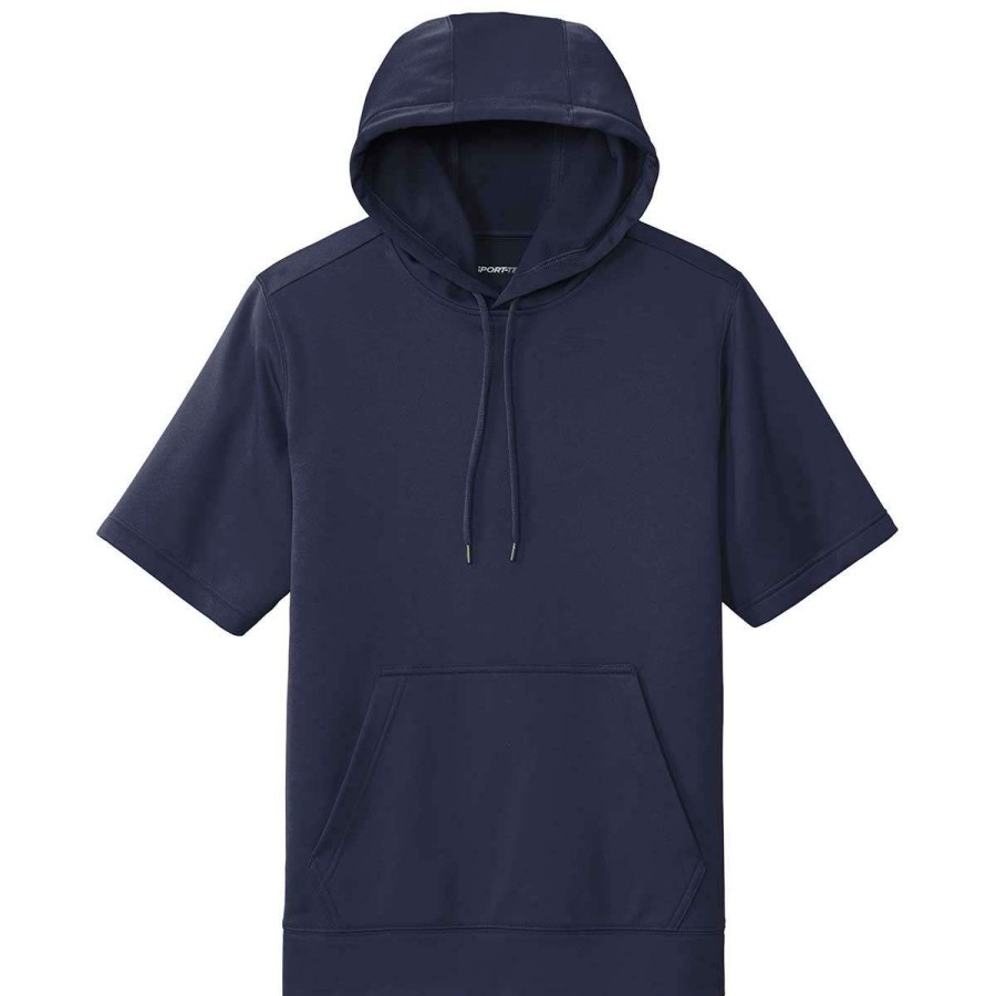 * Sport-Tek Men'S Navy Sport-Wick Fleece Short Sleeve Pullover Hoodie | Sweatshirts